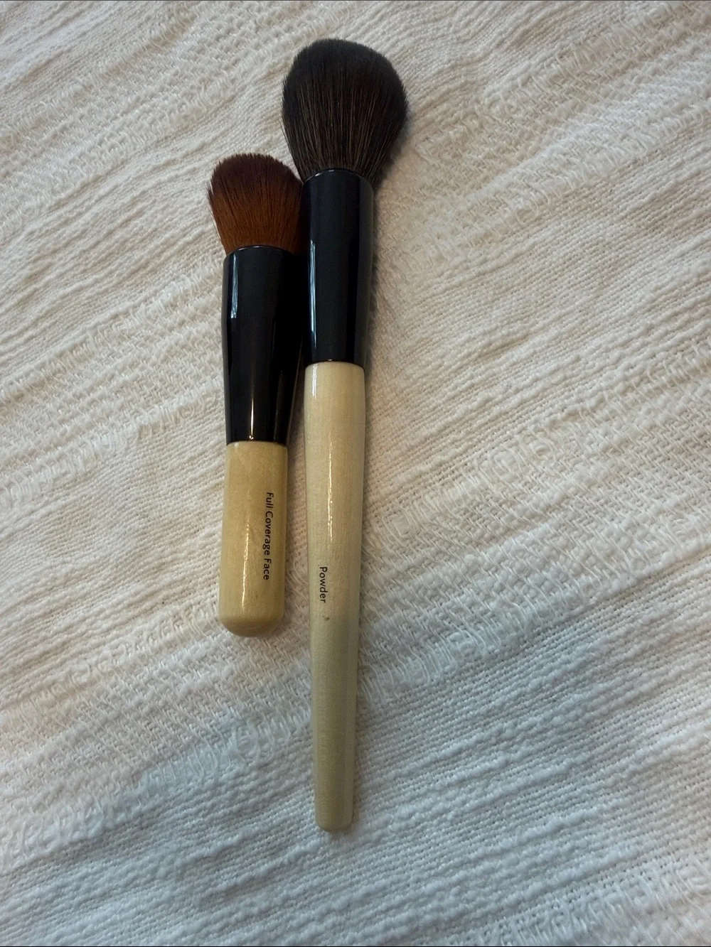 Bobbi Brown Beige Handle Powder & Full Coverage Face Brushes, Set of 2, GUC